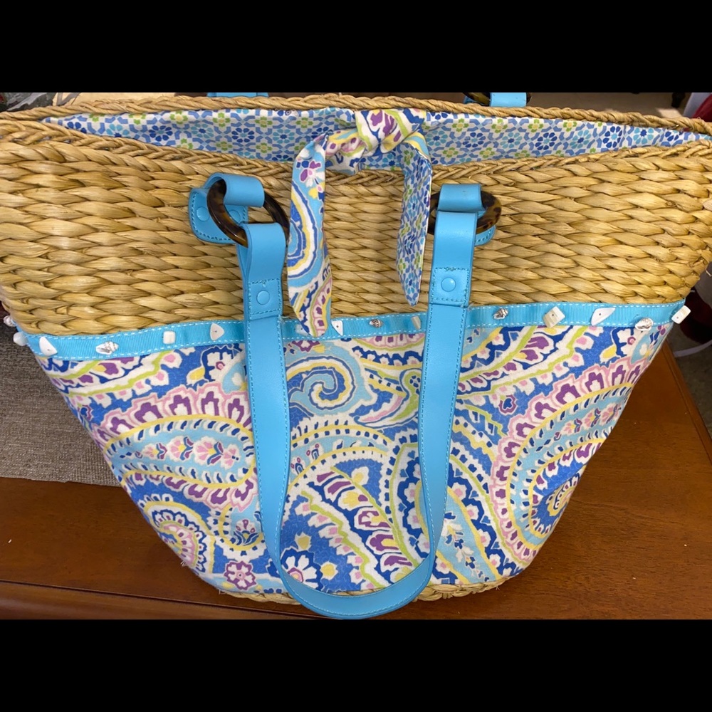 Vera Bradley Lined Basket Bag with Shell Detail